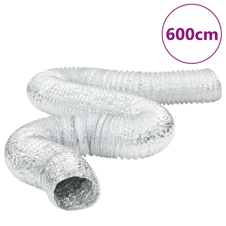 Tub ventilatie aluminiu VidaXL 6m 20cm flexibil rezistent