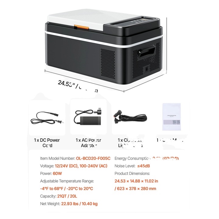 Frigider auto 20L negru control tactil multifunctional