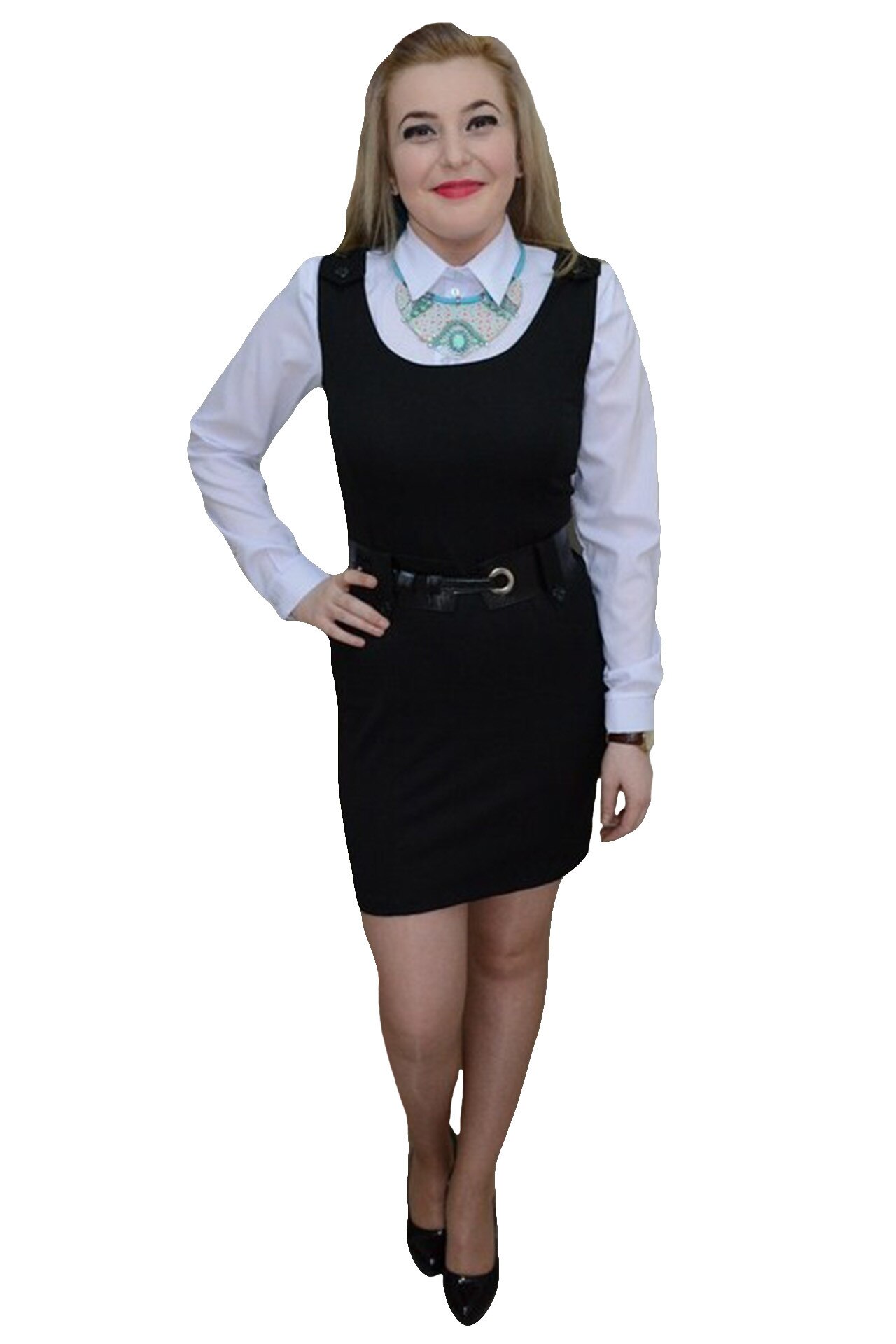 Rochie deosebita, fara maneci, curea fina,D&J Exclusive,, Negru, 35-36