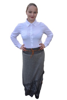 Fusta lunga de sezonul toamna-iarna, din material tricotat , D&J Exclusive, Gri Fusta lunga de sezonul toamna-iarna, din material tricotat , D&J Exclusive, Gri