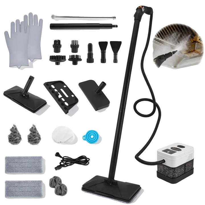 Aparat de curatat cu abur 1.8L alb multifunctional 3bar 10s