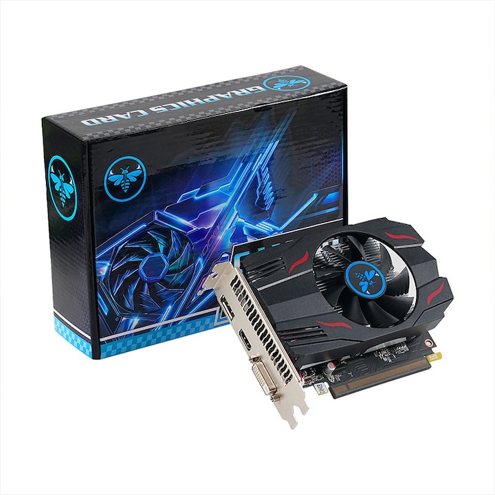 Placa video LUNAHORNET Radeon RX 550 4GB GDDR5 128 BIT, placa grafica, ideala pentru jocuri si birou, racire silentioasa cu un ventilator, interfata HDMI, DVI si DP