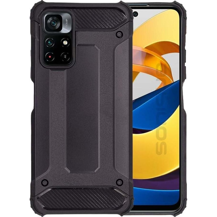 Husa telefon Sonique Heavy Armor, negru, 2mm x 2,5mm, protectie sporita, dimensiuni compatibile cu POCO M4 Pro 5G si Redmi Note 11s 5G