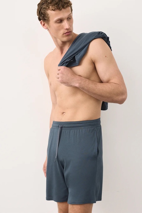 Marks & Spencer, Pantaloni scurti de pijama din amestec de modal si bumbac, Albastru petrol