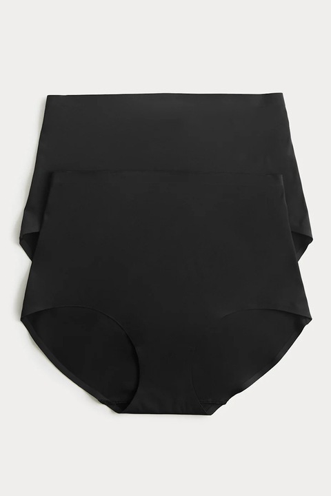 Marks & Spencer, Set de chiloti modelatori cu talie inalta - 2 perechi, Negru