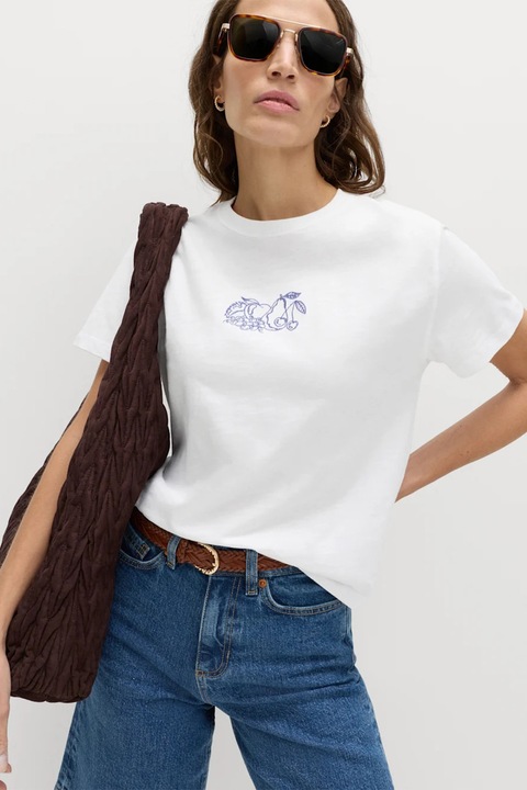 Marks & Spencer, Tricou de bumbac cu decolteu la baza gatului, Alb