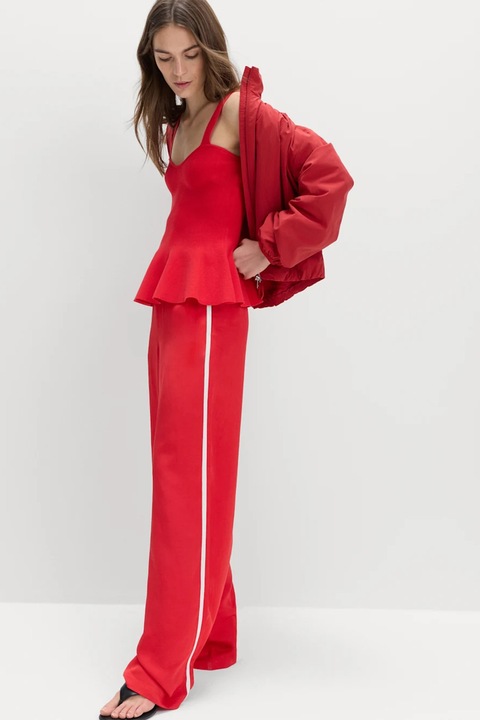 Marks & Spencer, Pantaloni cu buzunare laterale, Rosu/Alb, 52