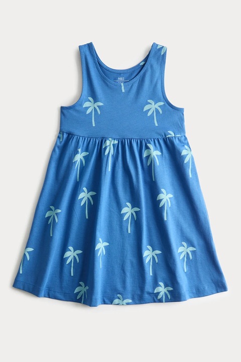 Marks & Spencer, Rochie din bumbac cu dungi, Albastru, 90-98 CM