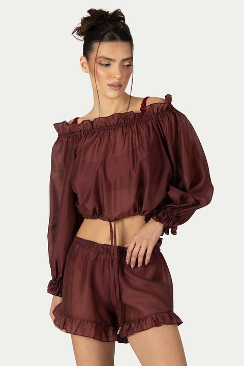 Paramidonna, Crop strandfelső és ing szett - 2 részes, Sötétpiros