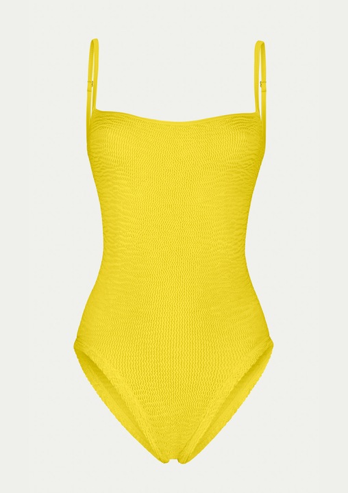 Paramidonna, Texturált egyrészes fürdőruha láncpántokkal, Sárga, One Size