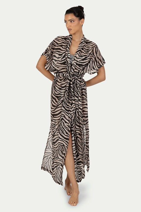 Paramidonna Állatmintás kimonó, Koptatott fekete/Fehér, One Size
