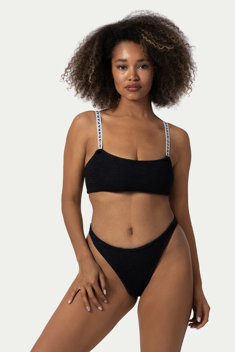 Paramidonna, Merry kétrészes fürdőruha mintás pántokkal, Fekete, One Size