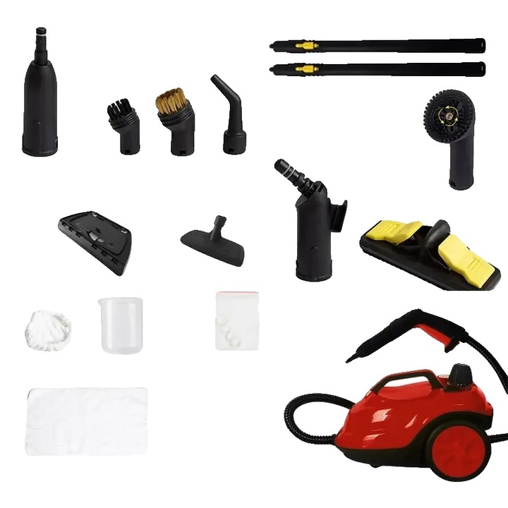 Aparat de curatat cu abur 2000W, rosu, compact 220V