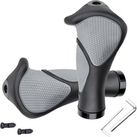 Mansoane bicicleta Omelivon set 2 bucati, ergonomice, antiderapante, negru / gri, 14x11cm