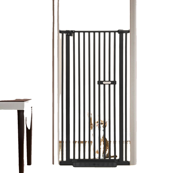 Poarta metalica pentru animale, inaltime 150cm, latime reglabila, deschidere 180°, maner sigur pentru copii