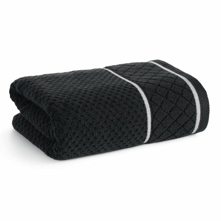 Törölköző, Eurofirany, Favori, frottír pamut, fekete, 30x50 cm, 550 g/m², akasztóval