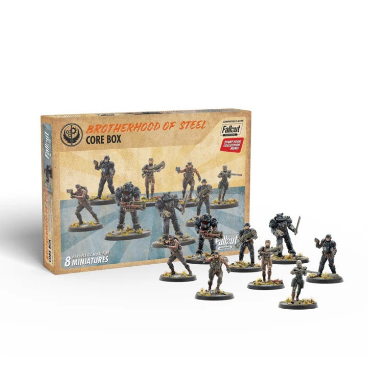 Разширение за игра Fallout, Brotherhood of Steel Core Box Plastic, Modiphius, 8 миниатюри, сив