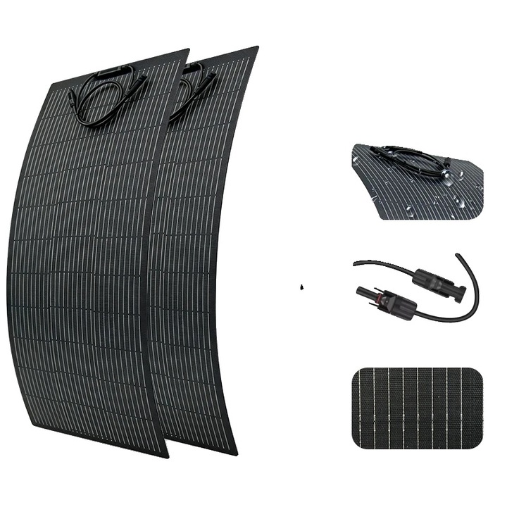 Panou solar 2 buc 100W, eficienta 24%, rezistent ETFE, IP67