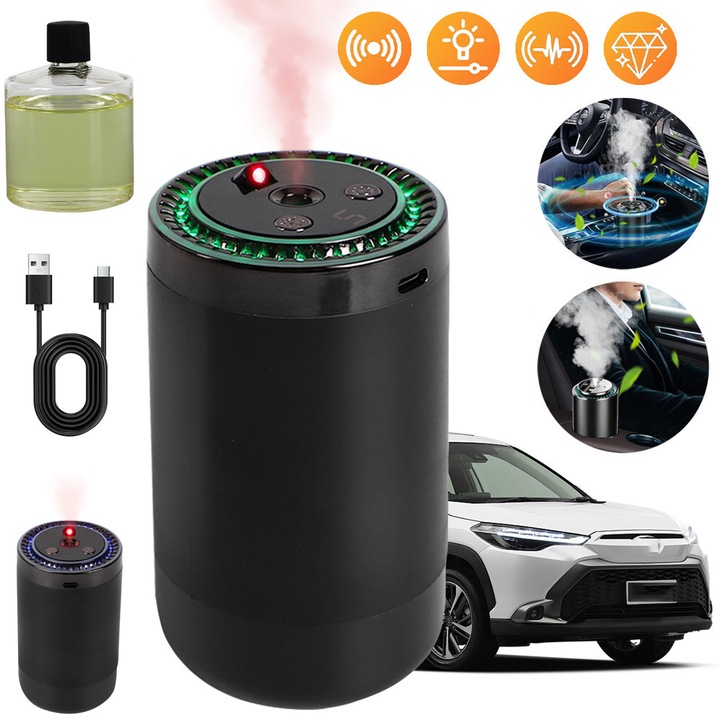 Aparat De Aromaterapie Reincarcabil, Umidificator, Difuzor De Uleiuri Esentiale, Difuzor Cu Proiector De Lumina Stelar, Difuzor Atomizator Pentru Aromaterapie, Pentru Acasa, Masina, Birou, Negru