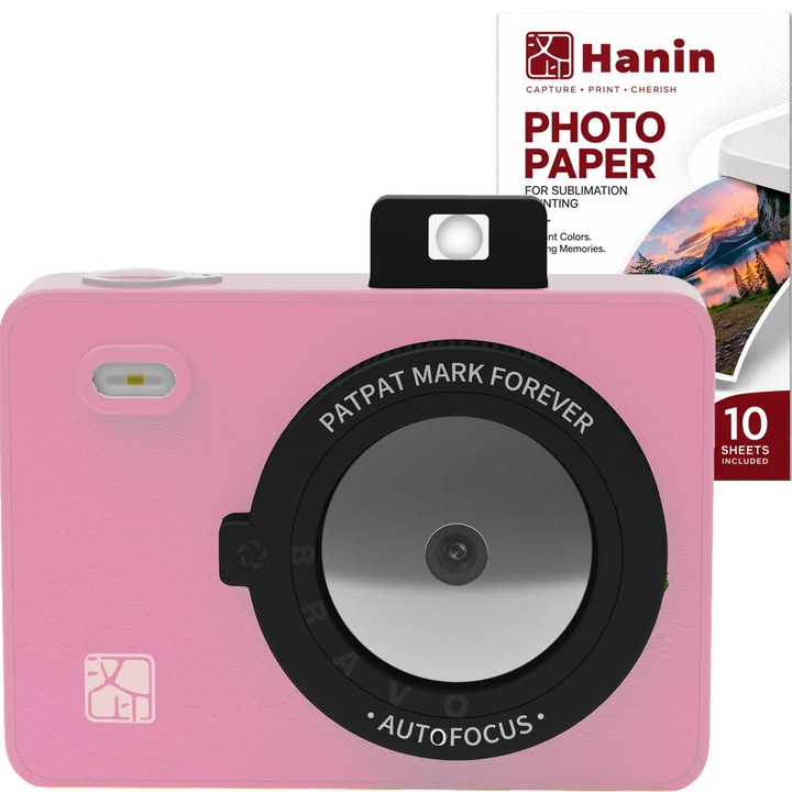 Hanin Z5 Instant Fényképezőgép Szett – Celebrate – 10 Fénykép Mellékelve, Rózsaszín, Bluetooth