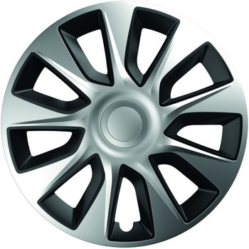 Set capace roti Mega Drive Stratos, 13 inch, Argintiu/Negru Set capace roti Mega Drive Stratos, 13 inch, Argintiu/Negru