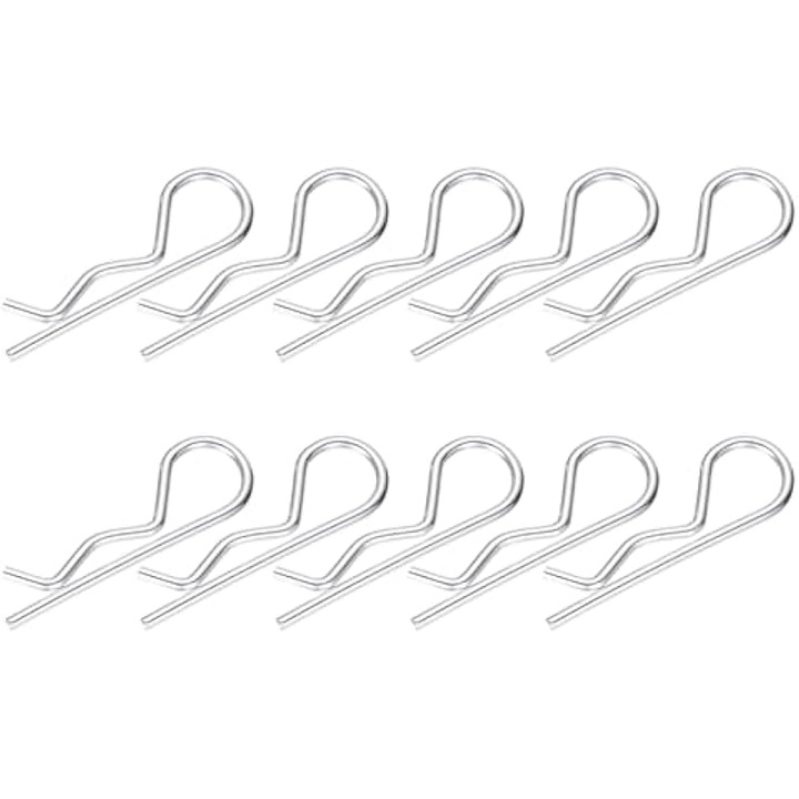 10 db R-alakú rögzítőkapocs készlet, 3.5x75mm, fehér horganyzott acél, strapabíró