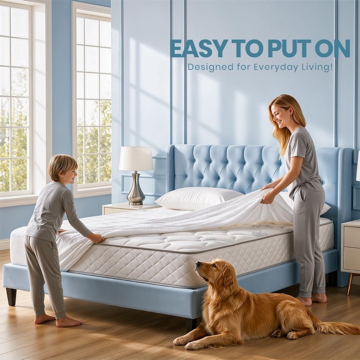 Husa Pat cu Elastic Impermeabila, ET Collection,180x200, Pat Impermeabile cu Elastic, Protectie Completa Saltea