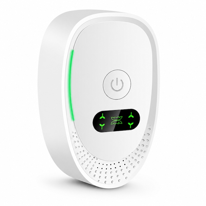 Negatív ionos légtisztító, szűrő nélküli, csendes és gazdaságos (2W), közvetlen csatlakozóval, eltávolítja a füst, állatok és cipők szagát – ideális otthonra, irodába és fürdőszobába
