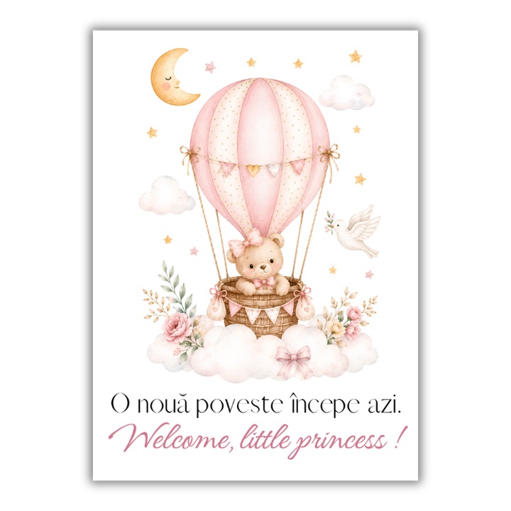 Felicitare 13x18 cm cu plic, botez fata, model 1