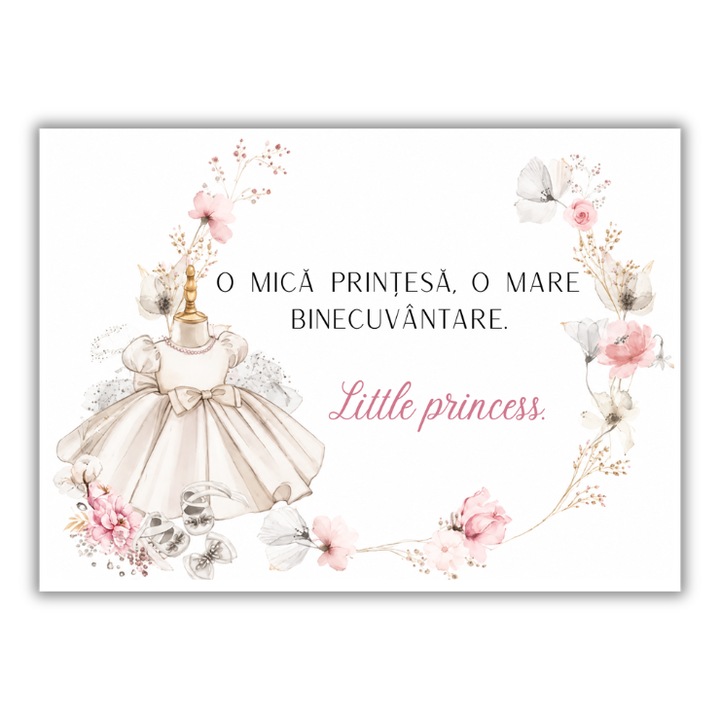 Felicitare 13x18 cm cu plic, botez fata, model 2