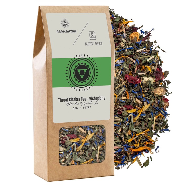 Gyógynövény Tea, Aromantra x Mary Rose, Egyiptom, Vishuddha Torokcsakra, Rituálé, Harmónia, Kreativitás, Friss, Természetes, Kiváló Minőség, Prémium Szelekció, 50 g