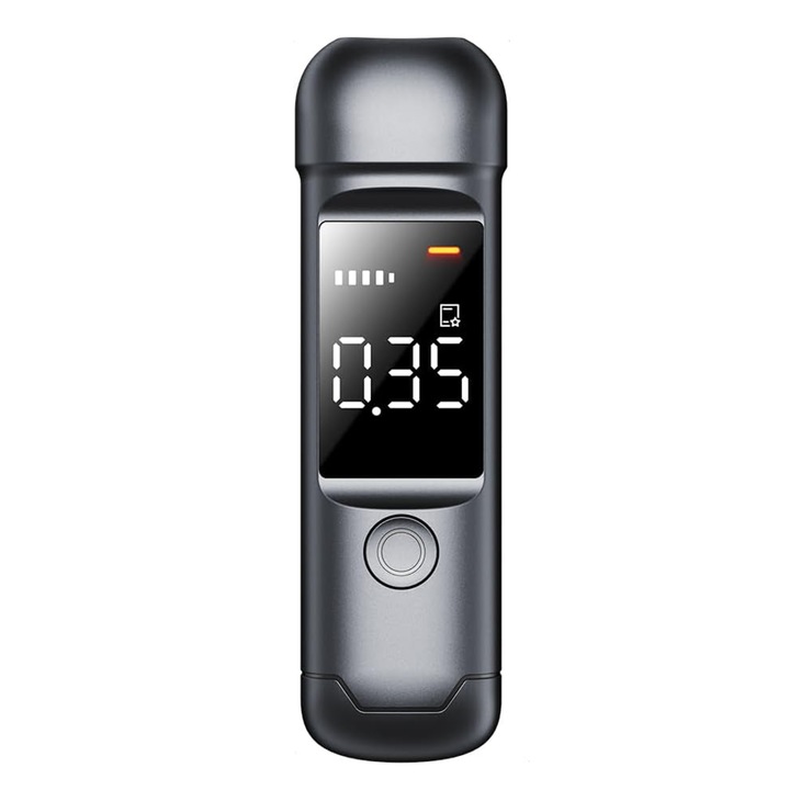 NEXTLY hordozható etiloteszt, digitális alkoholszonda LED kijelzővel, USB-C töltés, gyors kilégzési alkoholteszt, fekete