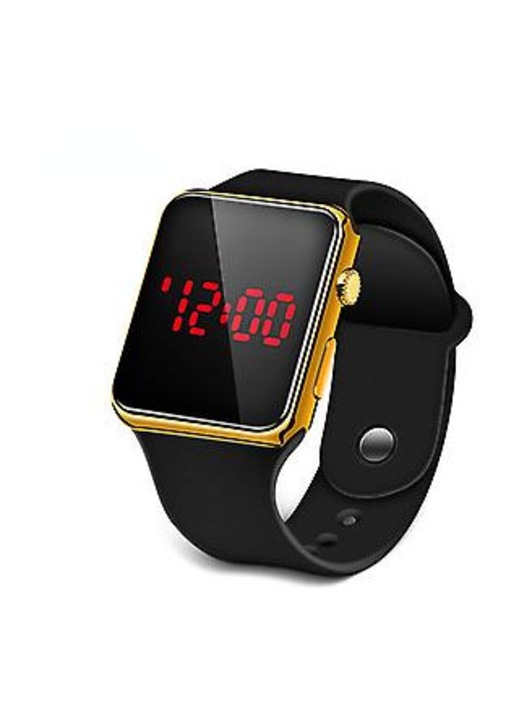 Ceas electronic multifunctional, curea alba, carcasa albastru safir, rezistent la apa si socuri, iluminare LED, copii