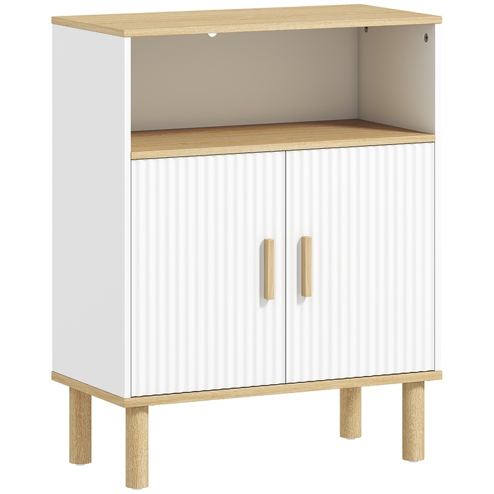 Dulap pentru Baie, HOMCOM, Panouri din PAL, Lemn de Pin,60 x 29,5 x 76,5 cm, Alb