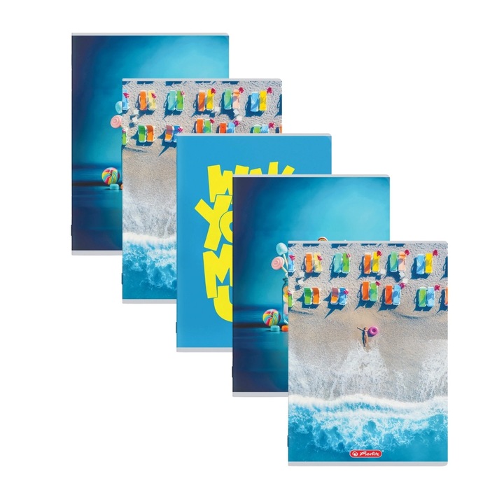 Herlitz A4 füzet szett, 5 db, 80 lap, 70 g/m2, Megamix 2 motívum, vonalas