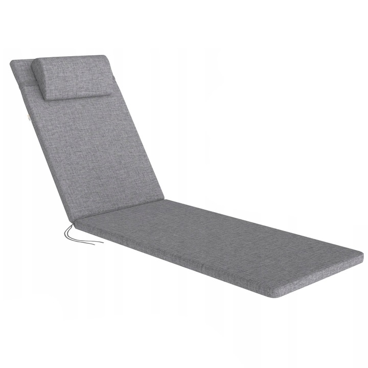 Párna Madera nyugágyhoz, szürke színű, S-550 melange szövet, méretei 190x55 cm, rögzítés gumiszalaggal, vízálló, S-23 melange