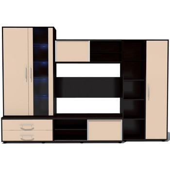 Biblioteca Suprema Wenge/Cappuccino Lucios, 290 x 203 x 45 cm Biblioteca Suprema Wenge/Cappuccino Lucios, 290 x 203 x 45 cm