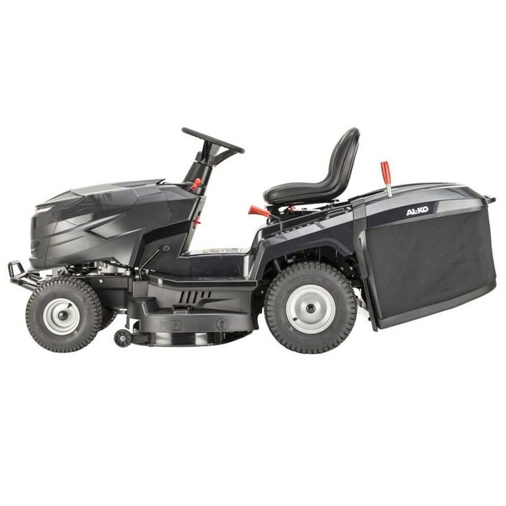 Fűnyíró traktor, 12 LE teljesítmény, 250 l gyűjtőkosár, 30-90 mm magasság, 86 cm vágási szélesség, acél karosszéria