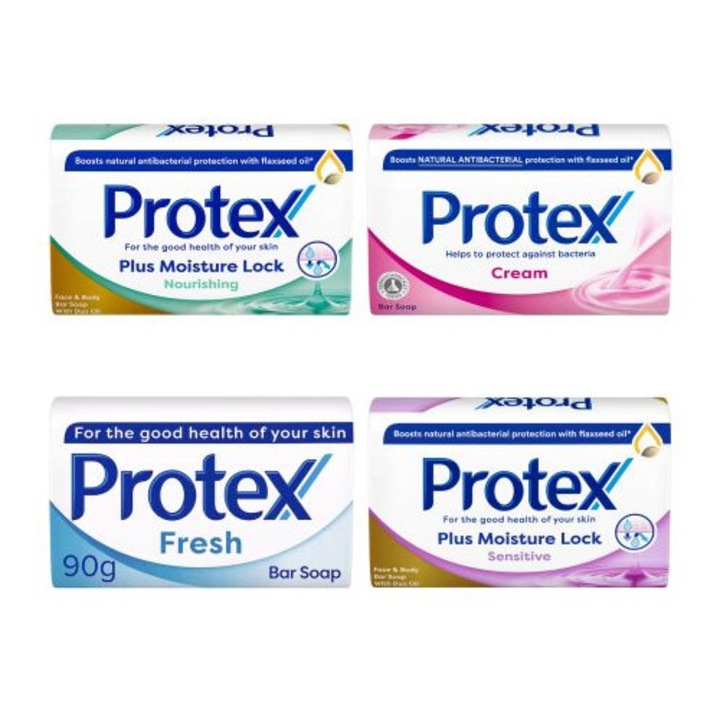 Sapun solid antibacterian PROTEX, Sensitive, Nourishing, Cream, Fresh, 4 x 90 g