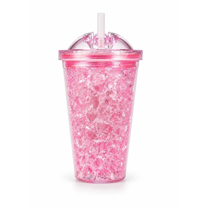 Sticla de apa pentru copii 'Love U' 420 ml, roz, din plastic, cadou universal