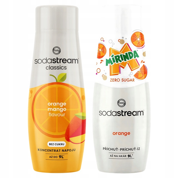 Set de 2 siropuri concentrate Sodastream Portocale-Mango + Mirinda Zero