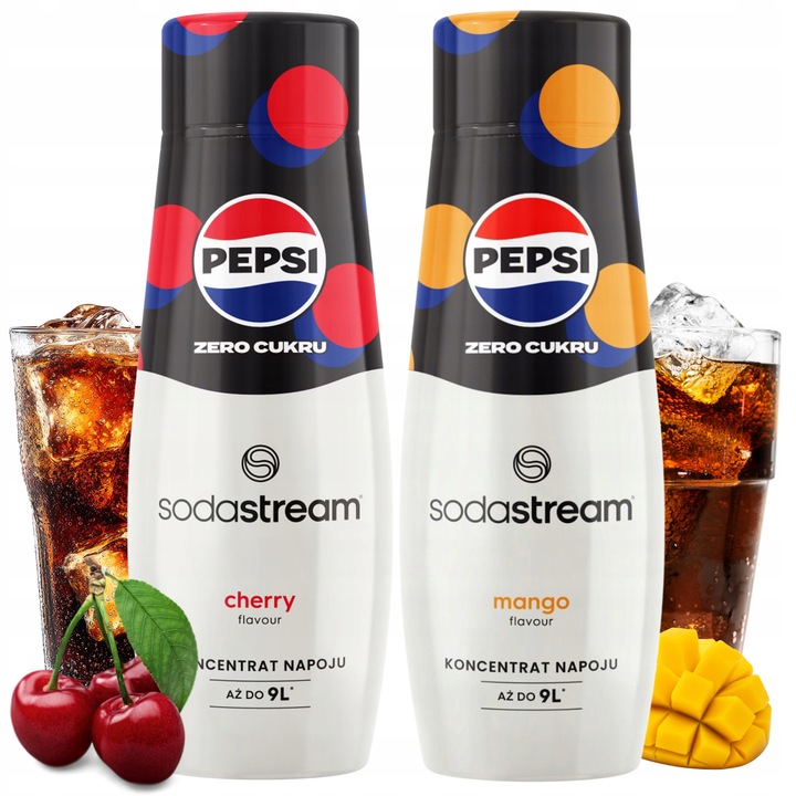 Concentrate pentru aparatul de carbonatare SodaStream: Pepsi MAX Cirese + Pepsi Mango