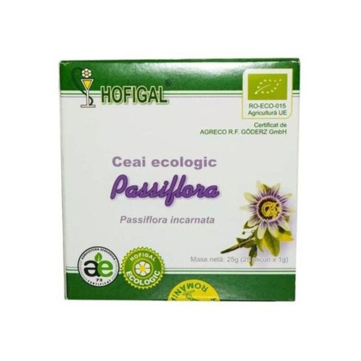 Ceai Passiflora Hofigal, 25 plicuri x 1 g, relaxare, confort
