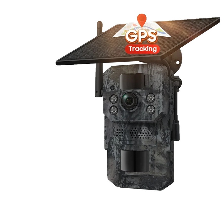 4G GPS ловна камера модел 8785368394382 (4G-GPS-128GB), 3MP, нощно виждане 940nm, включена 128GB карта + TF слот, соларен панел, устойчива на атмосферни влияния, камуфлаж