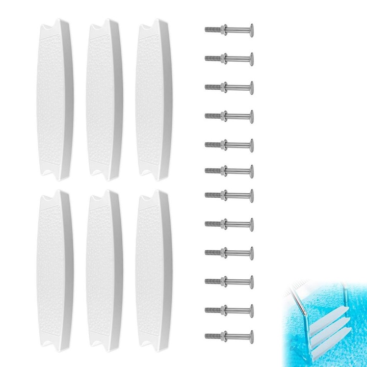 Scara piscina 6 trepte, plastic durabil, antiderapant, 49.8x8.6x4cm, set complet
