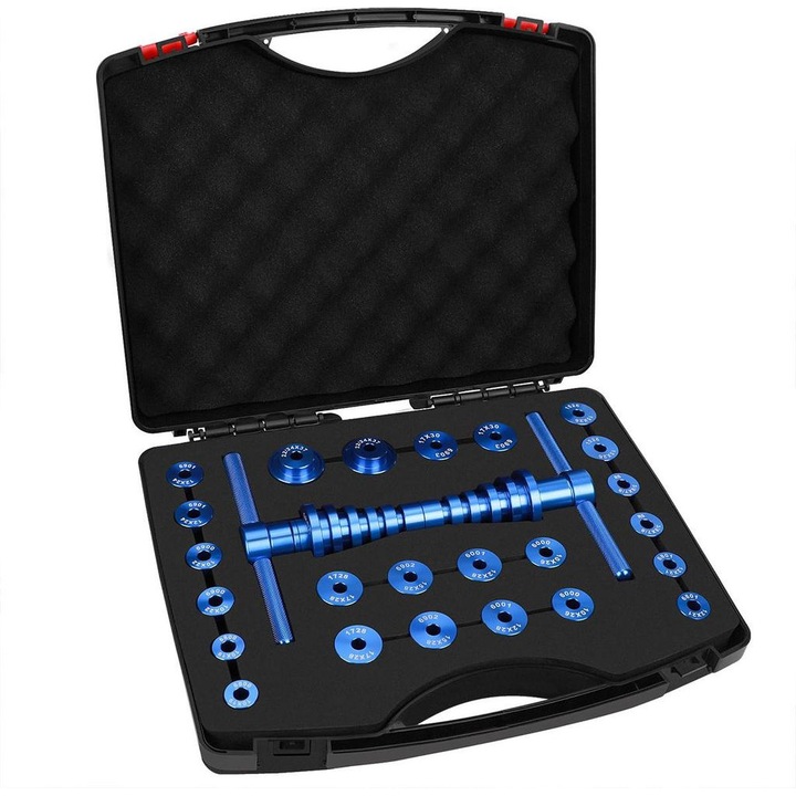 Set scule presare rulmenti bicicleta, 18 adaptoare, aluminiu CNC, albastru, 1.45kg