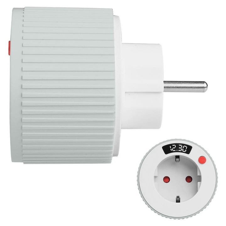 Timer electronic cu afisaj LED, temporizator digital, alb, 16A, 230V