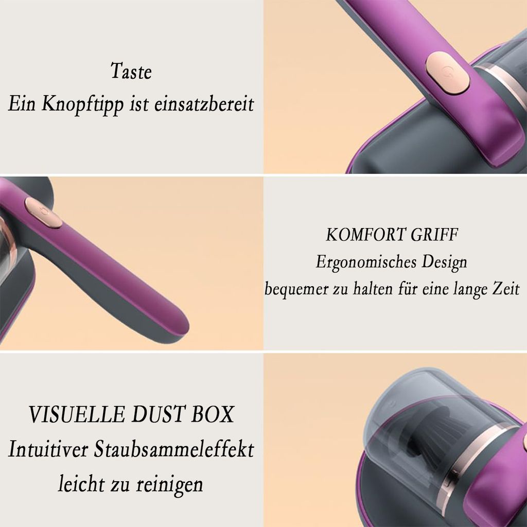 Aspirator fara fir pentru saltea, indepartare acarieni, UV-C, putere mare de aspirare