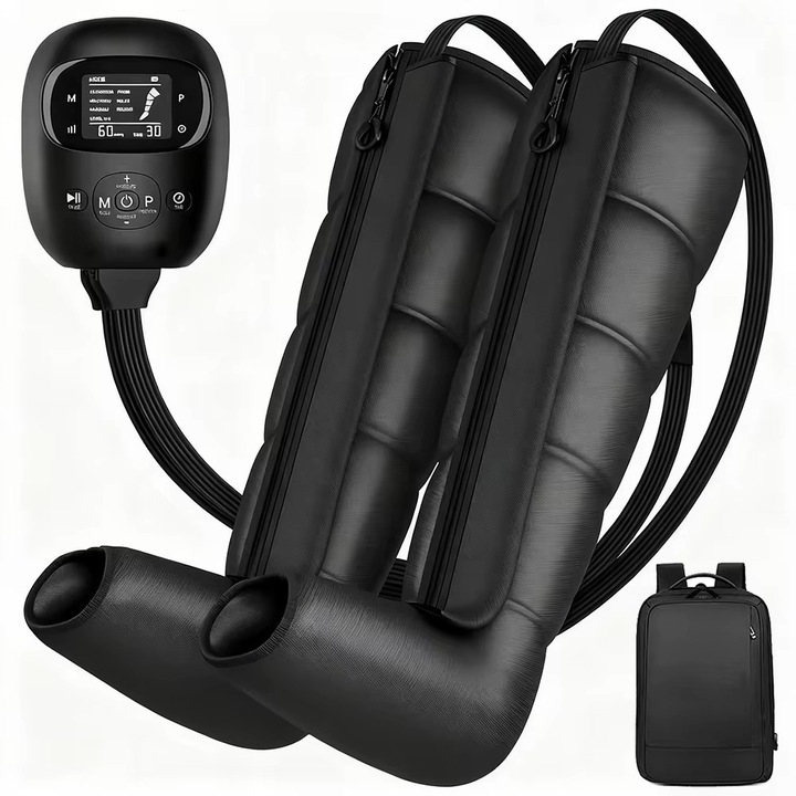 Sistem profesional de recuperare sportiva secventiala, 10 camere de compresie cu aer, 3500mAH, masaj pentru picioare pentru imbunatatirea circulatiei, presoterapie, drenaj limfatic