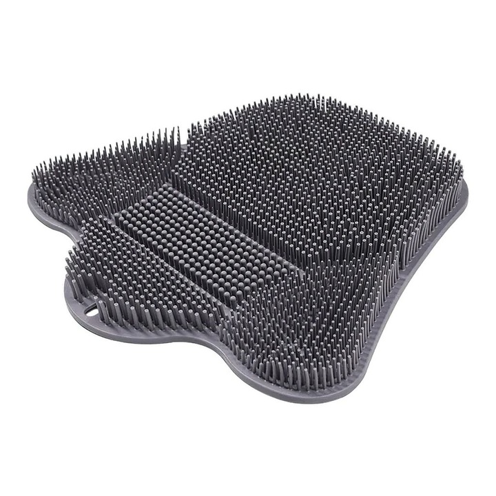 Fürdőszivacs, hátmosó kefe, csúszásgátló szilikon, tapadókoronggal, ergonomikus, fehér